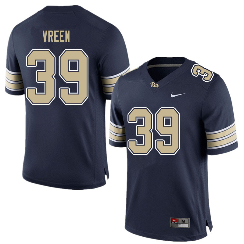 Men #39 Kyle Vreen Pitt Panthers College Football Jerseys Sale-Blue